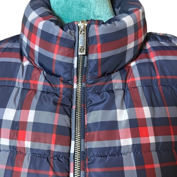 Tommy Hilfiger Plaid Puffer Vest Navy Red Check XL - Picture 3 of 13